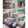 image:imageSONGMICS Mini Desk Trash Can with Lid Small Table Round Wastebasket Mini Trash Can for Desk Bathroom Vanity Bedroom Car Stainless Steel Swing Lid 07 Gal Blue ULTB250Q101Blue