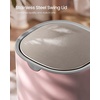 image:imageSONGMICS Mini Desk Trash Can with Lid Small Table Round Wastebasket Mini Trash Can for Desk Bathroom Vanity Bedroom Car Stainless Steel Swing Lid 07 Gal Blue ULTB250Q101Jelly Pink