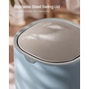 image:imageSONGMICS Mini Desk Trash Can with Lid Small Table Round Wastebasket Mini Trash Can for Desk Bathroom Vanity Bedroom Car Stainless Steel Swing Lid 07 Gal Blue ULTB250Q101Blue