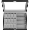image:imageSONGMICS Watch Box 12 Slots with Glass Windows 360 Rotating Vertical Watch Display Case Jewelry Sunglasses Ring Storage 10 Necklace Hooks Removable Pillows Velvet Lining Ink Black UJWB028B01Ink Black  Dove Gray
