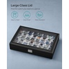 image:imageSONGMICS Watch Box 12 Slots with Glass Windows 360 Rotating Vertical Watch Display Case Jewelry Sunglasses Ring Storage 10 Necklace Hooks Removable Pillows Velvet Lining Ink Black UJWB028B01Ink Black  Dove Gray