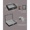 image:imageSONGMICS Watch Box 12 Slots with Glass Windows 360 Rotating Vertical Watch Display Case Jewelry Sunglasses Ring Storage 10 Necklace Hooks Removable Pillows Velvet Lining Ink Black UJWB028B01Ink Black  Dove Gray