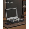 image:imageSONGMICS Watch Box 12 Slots with Glass Windows 360 Rotating Vertical Watch Display Case Jewelry Sunglasses Ring Storage 10 Necklace Hooks Removable Pillows Velvet Lining Ink Black UJWB028B01Ink Black  Dove Gray