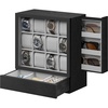 image:imageSONGMICS Watch Box 12 Slots with Glass Windows 360 Rotating Vertical Watch Display Case Jewelry Sunglasses Ring Storage 10 Necklace Hooks Removable Pillows Velvet Lining Ink Black UJWB028B01Ebony Black