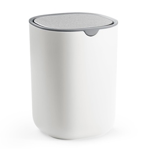 image:imageSONGMICS Mini Desk Trash Can with Lid Small Table Round Wastebasket Mini Trash Can for Desk Bathroom Vanity Bedroom Car Stainless Steel Swing Lid 07 Gal Blue ULTB250Q101Cloud White