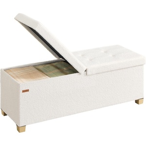image:imageSONGMICS Storage Ottoman Bench with Legs Folding Ottoman Foot Rest with Flipping Lid Bench with Storage for Living Room Bedroom Entryway LinenLook Fabric 433 Inches Ink Black ULSF079BH01Cream White