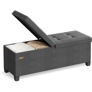 image:imageSONGMICS Storage Ottoman Bench with Legs Folding Ottoman Foot Rest with Flipping Lid Bench with Storage for Living Room Bedroom Entryway Synthetic Leather 433 Inches Ink Black ULSF085BH01Slate Gray