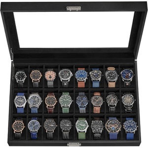 image:imageSONGMICS Watch Box 12 Slots with Glass Windows 360 Rotating Vertical Watch Display Case Jewelry Sunglasses Ring Storage 10 Necklace Hooks Removable Pillows Velvet Lining Ink Black UJWB028B01Ink Black  Ink Black