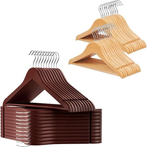 image:imageSONGMICS 20 Adult Hangers and 20 Kids Hangers Bundle NonSlip Coat Hangers Childrens Coat Hangers with Shoulder Notches Swivel Hooks Cheery Natural and Silver UCRW011K02 and UCRW06NL