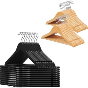image:imageSONGMICS 20 Adult Solid Wood Hangers and 20 Kids Hangers Bundle Black Natural and Silver UCRW02B20 and UCRW06NL