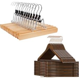 image:imageSONGMICS 20 Coat Hangers and 12 Skirt Hangers Bundle Solid Wood Hangers for Shirts and Pants Hangers NonSlip Clothing Hangers Natural and Dark Walnut UCRW001V02 and UCRW00712