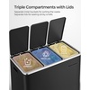 image:imageSONGMICS Trash Can 3 x 48 Gallon Garbage Can 144 Gallon Recycle Bin with SoftClose Lids Pedals and Inner Buckets for Kitchen Stainless Steel Black ULTB154B01Black