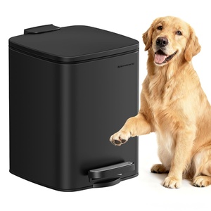 image:imageSONGMICS Dog Poop Trash Can 16Gallon 6 L Outdoor Garbage Can with Lid Soft Close Stainless Steel with Inner Bucket Metallic Silver ULTB590E02Ink Black