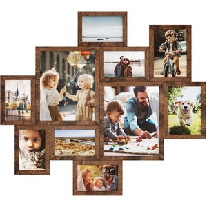 image:imageSONGMICS 10 ToolFree Assembly Collage Photo Frames for Wall  Multi Picture Frames Two 8 x 10 Inches Four 5 x 7 Inches Four 4 x 6 Inches Black KAVI Collection URPF100BZ01Rustic Brown